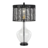 Jenna - Contemporary Table Lamp (Set of 2) - Clear Seeded / Matte Black / Matte Black - Furniture Home Direct