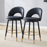 Modern Upholstered 360° Rotatable Bar Chair With Metal Legs For Dining Room (Set of 2) - Furniture Home Direct