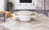 Round Coffee Table with Drawers and Gold Accents White - Furniture Home Direct
