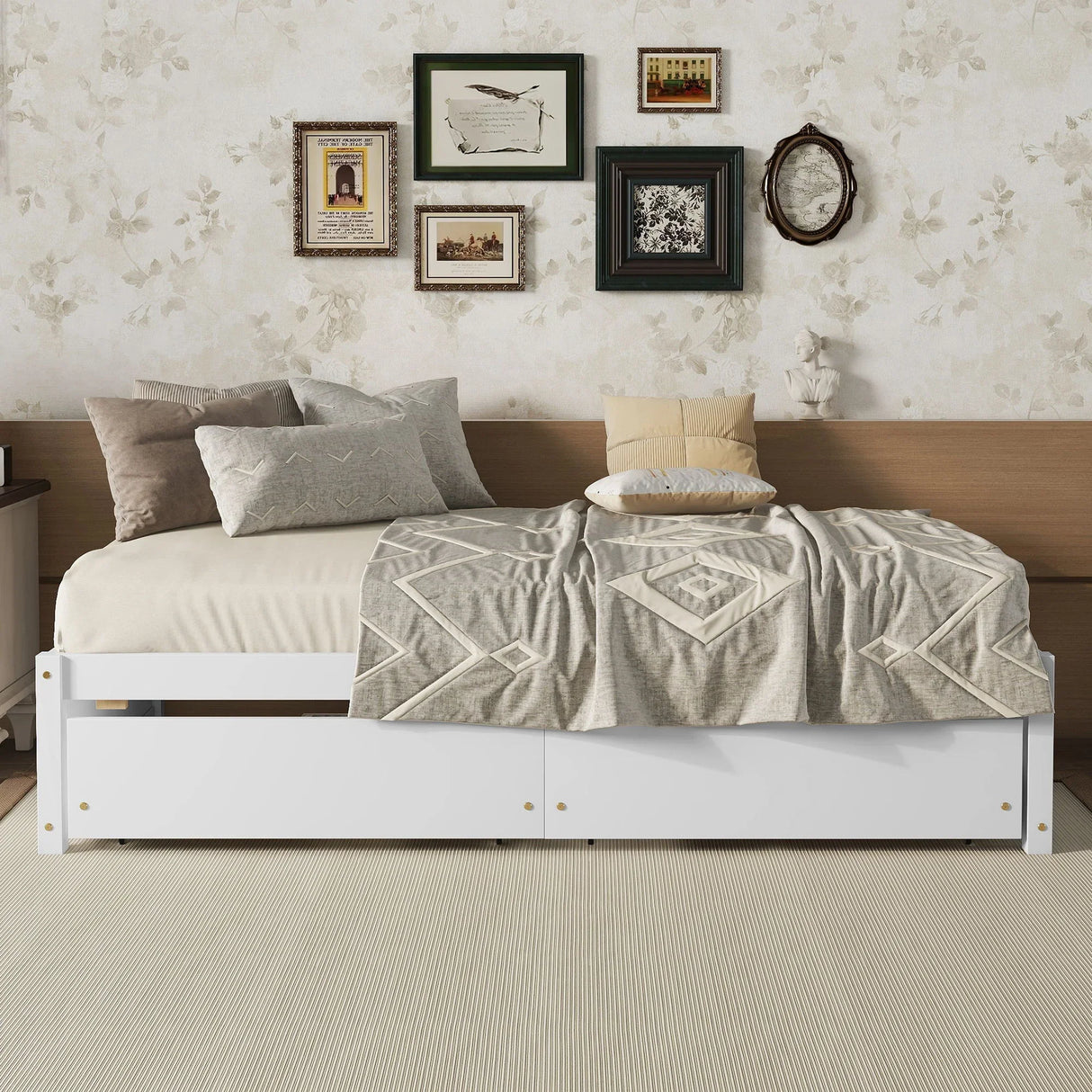 Twin Bed With 2 Drawers, Solid Wood, No Box Spring Needed - Furniture Home Direct