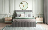 Storage Platform Bed Upholstered Full Size Hydraulic Gray - Furniture Home Direct