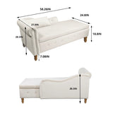 Chaise Lounge Indoor, Velvet Lounge Chair For Bedroom With Storage & Pillow, Modern Upholstered Rolled Arm Chase Lounge For Sleeping With Nailhead Trim For Living Room Bedroom Office - Furniture Home Direct