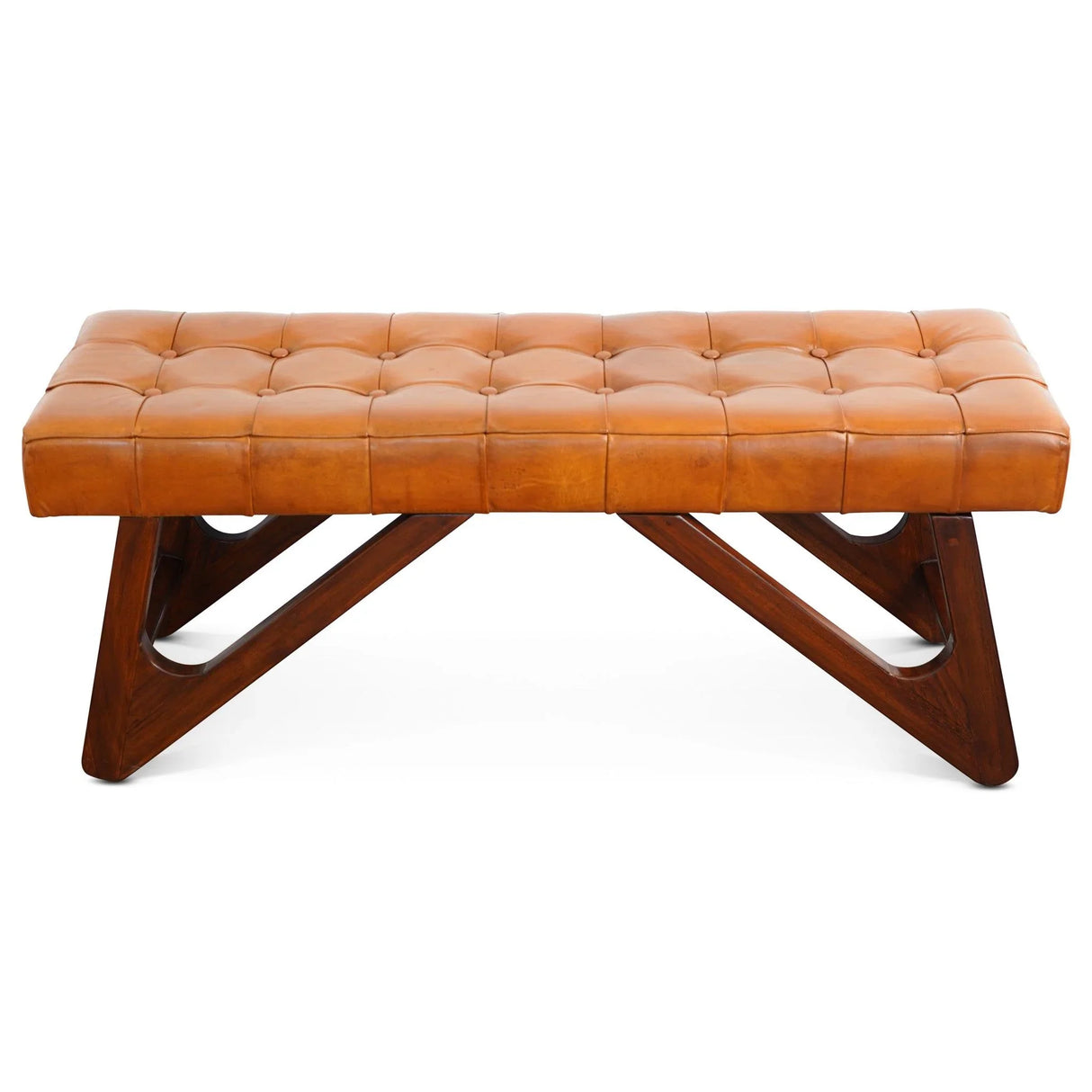 Mia - Bench With Buttons - Brown / Rustic - Furniture Home Direct