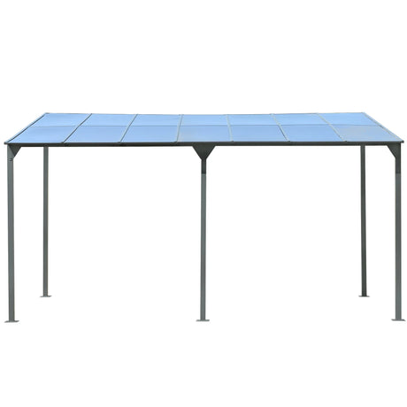 Outdoor Wall Mounted Gazebo With Sloped Roof Design, Uv Protection, And Durable Iron Frame - Gray - Furniture Home Direct