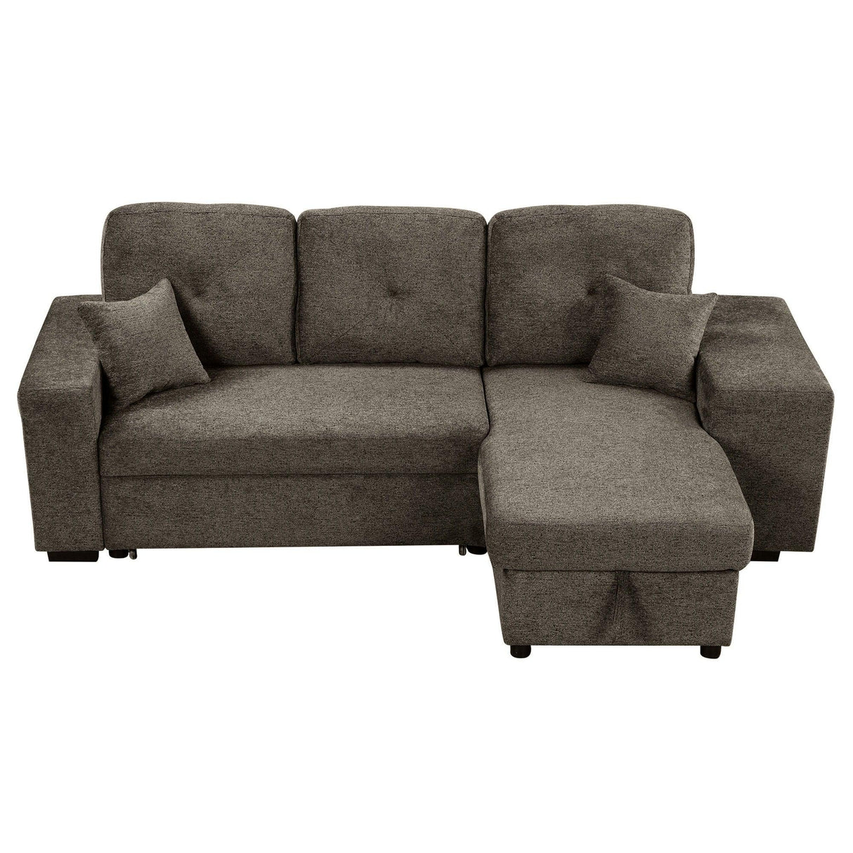 Reversible Sleeper Sectional Sofa Bed With Side Shelf And 2 Stools, Pull-Out L-Shaped Sofa Bed, Corner Sofa-Bed With Storage Chaise Left / Right Hande For Living Room - Furniture Home Direct