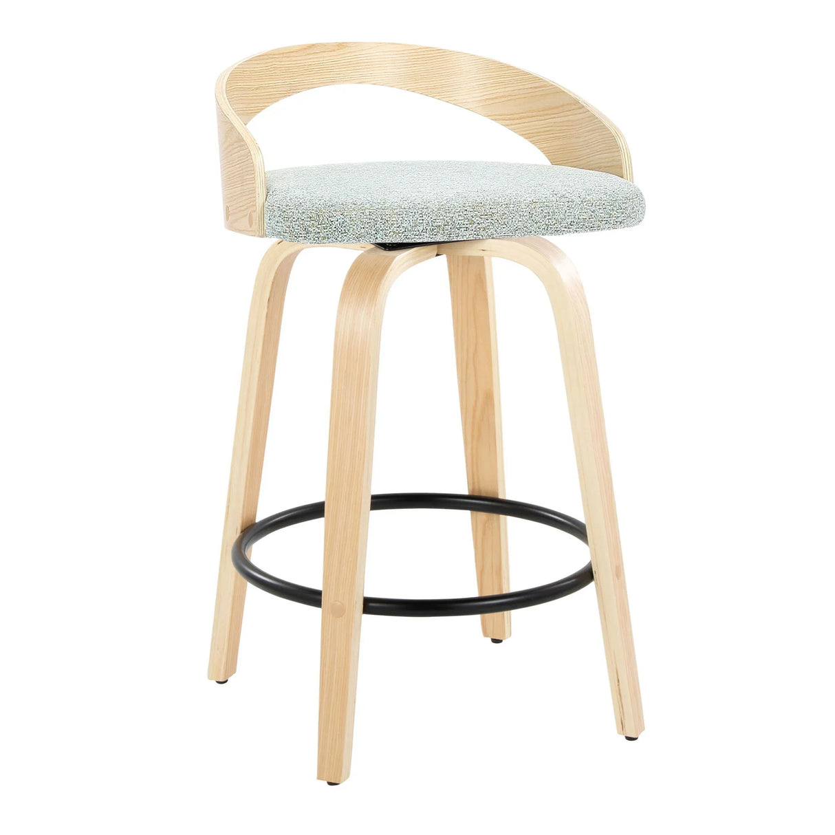 Grotto - Mid-Century Modern Fixed Height Counter Stool Swivel &h Round Footrest - Furniture Home Direct