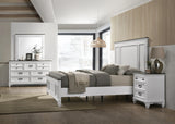 Bedroom Set Queen Bed Dresser Mirror Beveled White - Furniture Home Direct