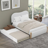 Upholstered Platform Bed With Wood Supporting Feet And Trundle - Furniture Home Direct