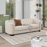 Modern 3-Piece Velvet Upholstered Living Room Set Including Sofa, Love Seat and Chair, Beige - Furniture Home Direct
