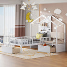 House Bed With Upholstered Sofa, Wireless Charging Station, Shelves And 2 Drawers - Furniture Home Direct