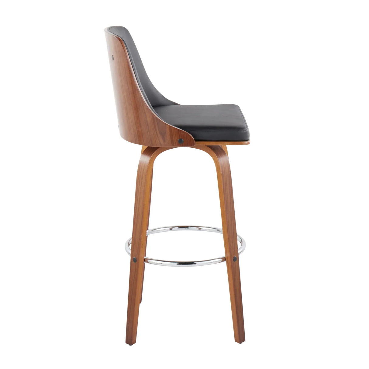 Gianna - Mid Century Modern Fixed Height Barstool With Swivel With Round Footrest (Set of 2) - Furniture Home Direct