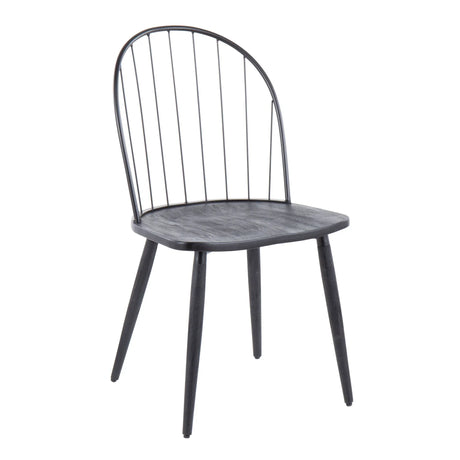 Riley - Industrial High Back Armless Chair (Set of 2) - Black - Furniture Home Direct