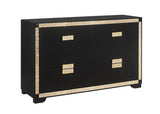 Full Bedroom Set Dresser Nightstand Mirror Glam Black Gold - Furniture Home Direct