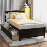 Platform Storage Bed Wood Bed Frame With Two Drawers And Headboard - Furniture Home Direct