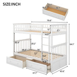 Twin Over Twin Bunk Bed With Drawers, Convertible Beds - Furniture Home Direct