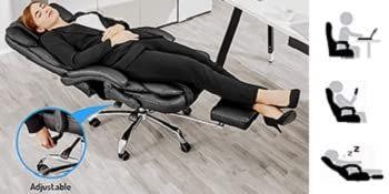 Big And Tall Office Chair, High Back Ergonomic Office Chair With Footrest, Executive - Black - Furniture Home Direct