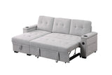 Ashlyn II - 84"W Woven Fabric Reversible Sleeper Sectional Sofa with Storage Chaise - Furniture Home Direct