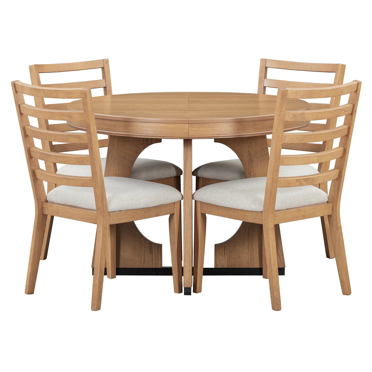 Dining Set Round Wood Table With Ladder Back Chairs Natural - Furniture Home Direct