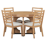 Dining Set Round Wood Table With Ladder Back Chairs Natural - Furniture Home Direct