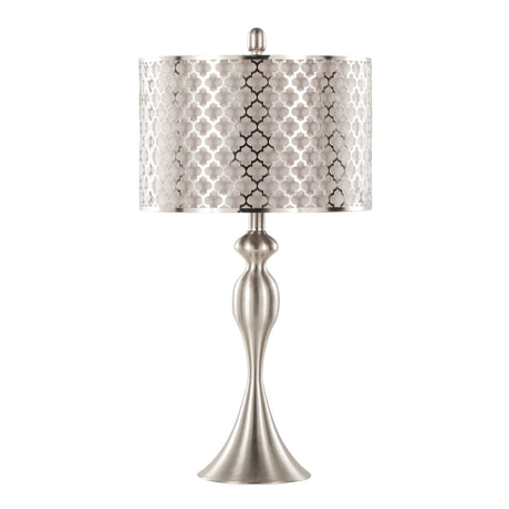 Ashland - Contemporary Table Lamp Laser Cut (Set of 2) - Nickel / Light Gray - Furniture Home Direct