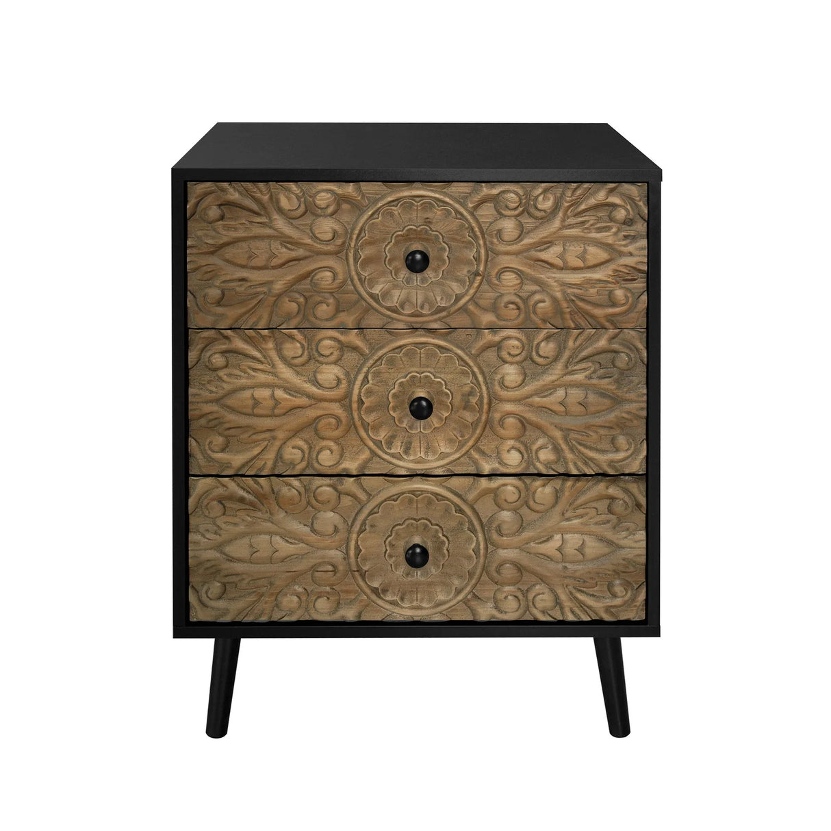 3 Drawer Cabinet, Suitable For Bedroom - Black - Furniture Home Direct