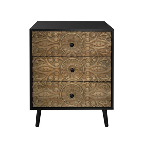 3 Drawer Cabinet, Suitable For Bedroom - Black - Furniture Home Direct