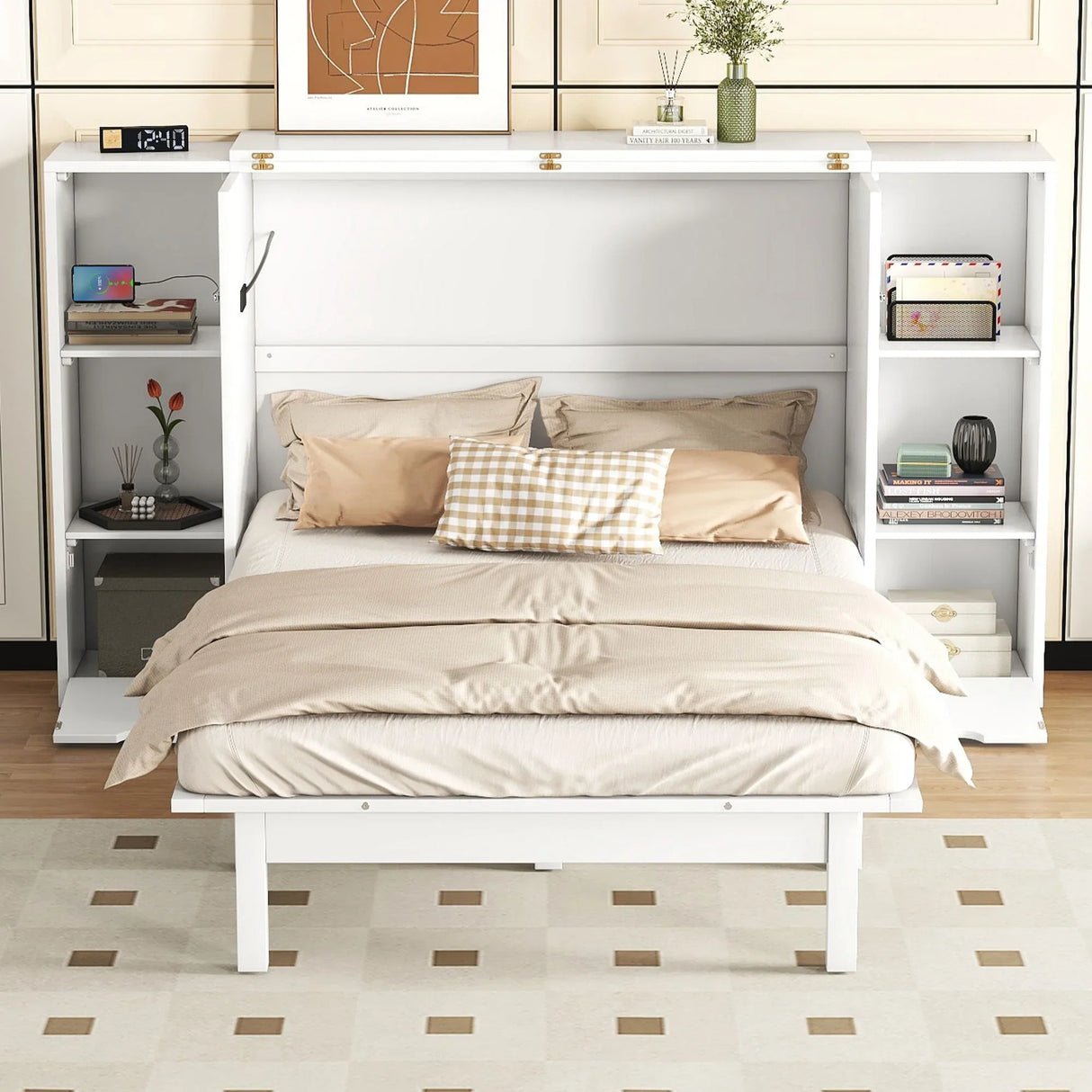 Murphy Bed With Shelves, Drawers And USB Ports - Furniture Home Direct