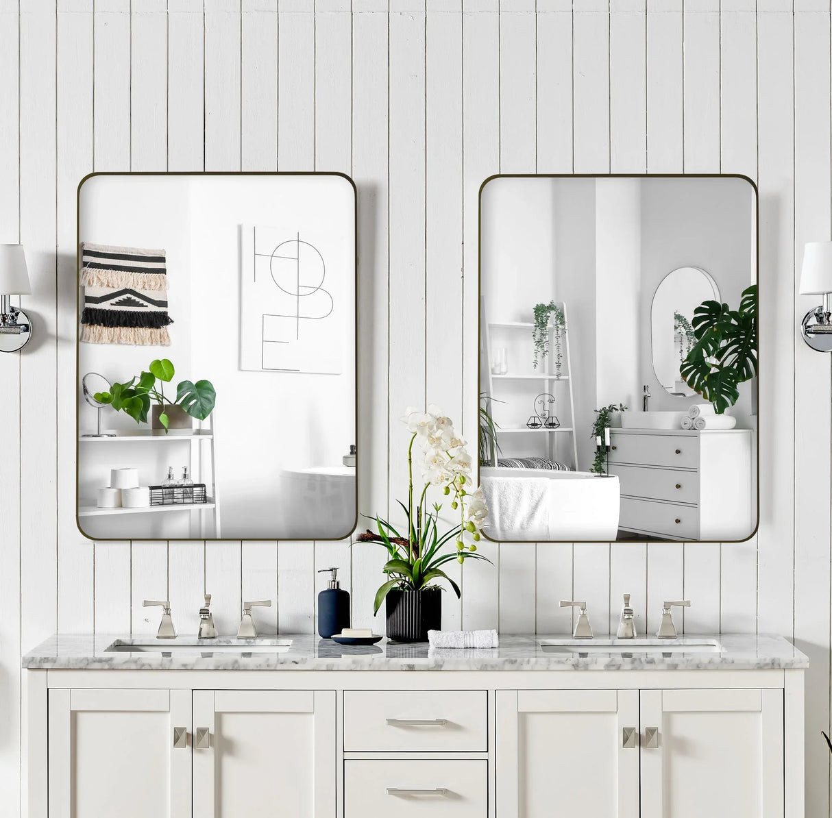 Wall Mirror Rectangular Mirror Metal Framed Mirror Vanity Mirror Dressing Mirror, For Bathroom, Living Room, Bedroom - Furniture Home Direct
