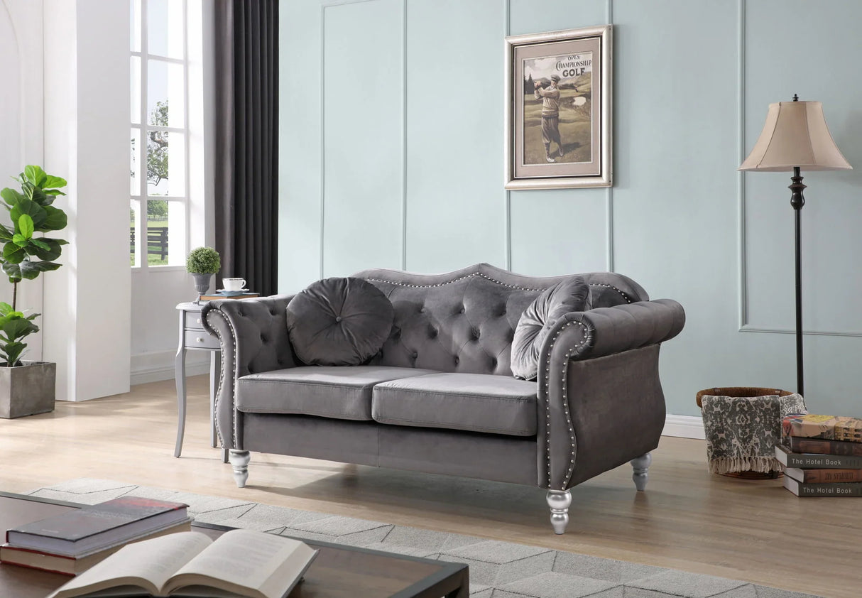 Stylish Flared Arm Loveseat - Furniture Home Direct