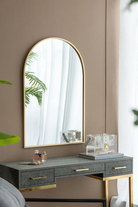 Arched Mirror With Metal Frame, Wall Mirror For Living Room Bedroom Entryway - Furniture Home Direct
