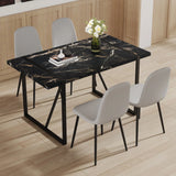 Dining Set Black Marble Top With Linen Chairs Gray - Furniture Home Direct