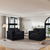 Modern Chenille Oversized Accent Chair, Comfy Single Sofa With Large Seat (Set of 2) - Furniture Home Direct