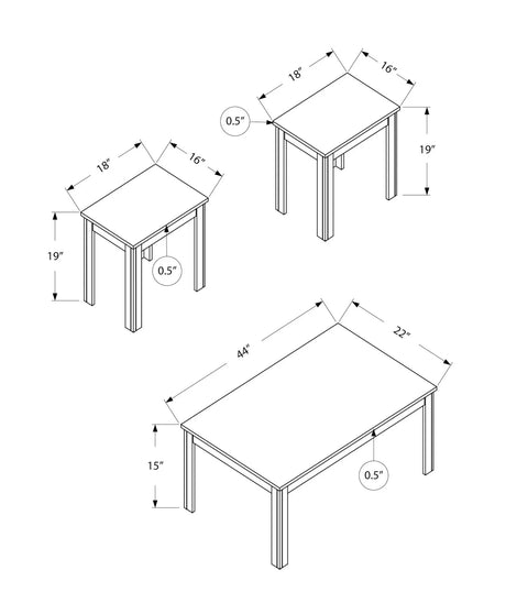 Table Set, Coffee, End, Side, Accent For Living Room, Transitional (Set of 3) - Oak - Furniture Home Direct