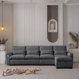 Modern Modular L Shaped Chenille Sofa Couch Reversible Ottoman With Storage Removable And Washable Cushions Sofa With USB Ports & Cup Holder For Living Room - Furniture Home Direct