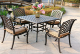 Square 4 Person 43.19" Long Aluminum Dining Set With Cushions - Furniture Home Direct