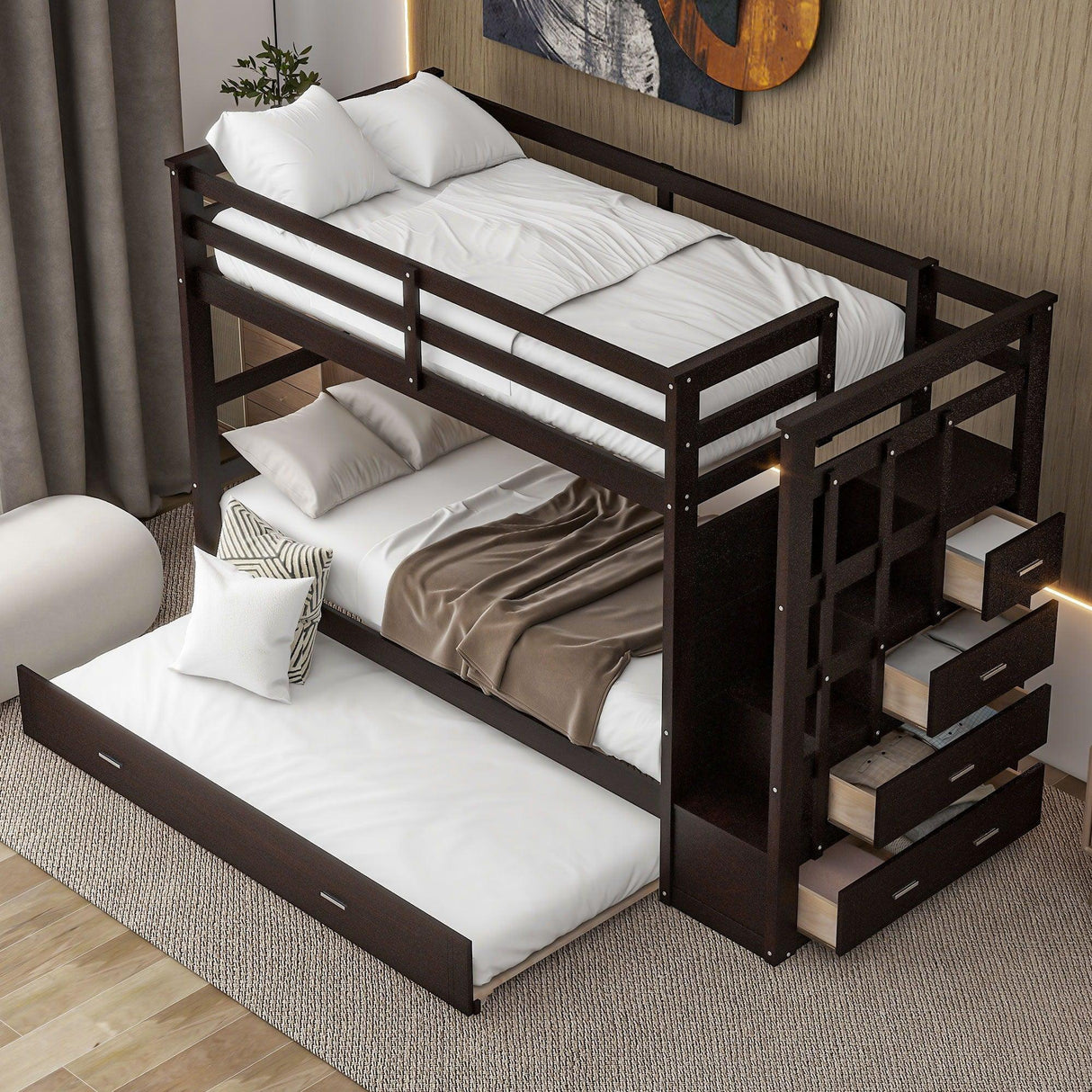 Bunk Bed With Trundle And Staircase - Furniture Home Direct