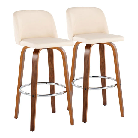 Toriano - Mid Century Modern Fixed Height, Barstool With Swivel With Round Footrest (Set of 2) - Furniture Home Direct