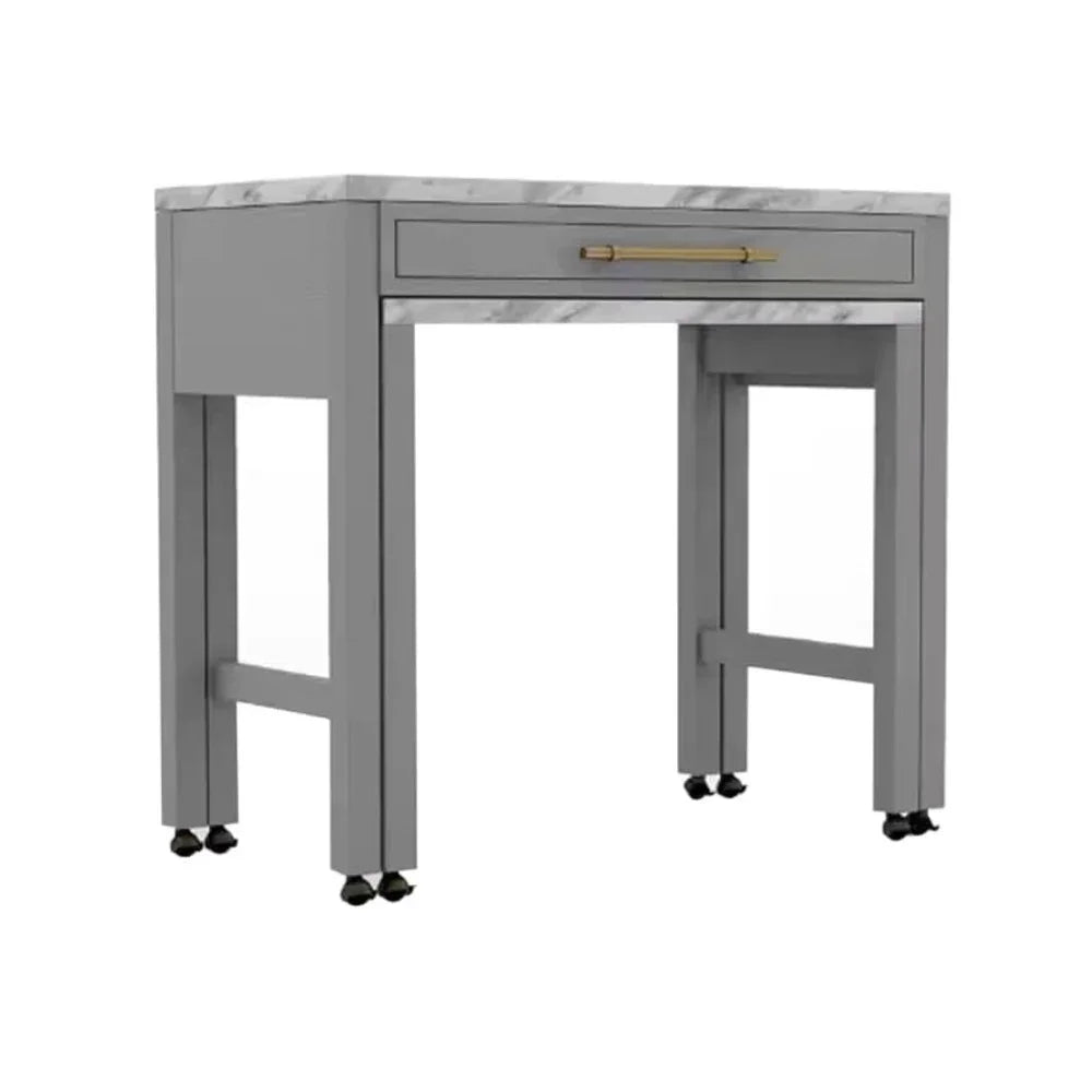Counter Height Dining Island Set With Storage Stools Beige - Furniture Home Direct