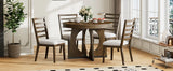 Dining Set Round Table With Four Upholstered Chairs Walnut - Furniture Home Direct