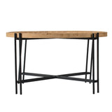 Farmhouse Round Wooden Round Coffee Table With Metal Legs - Black / Brown - Furniture Home Direct