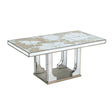 Large Mirrored Dining Table With Elegant Floral Design And - Silver Multi - Furniture Home Direct