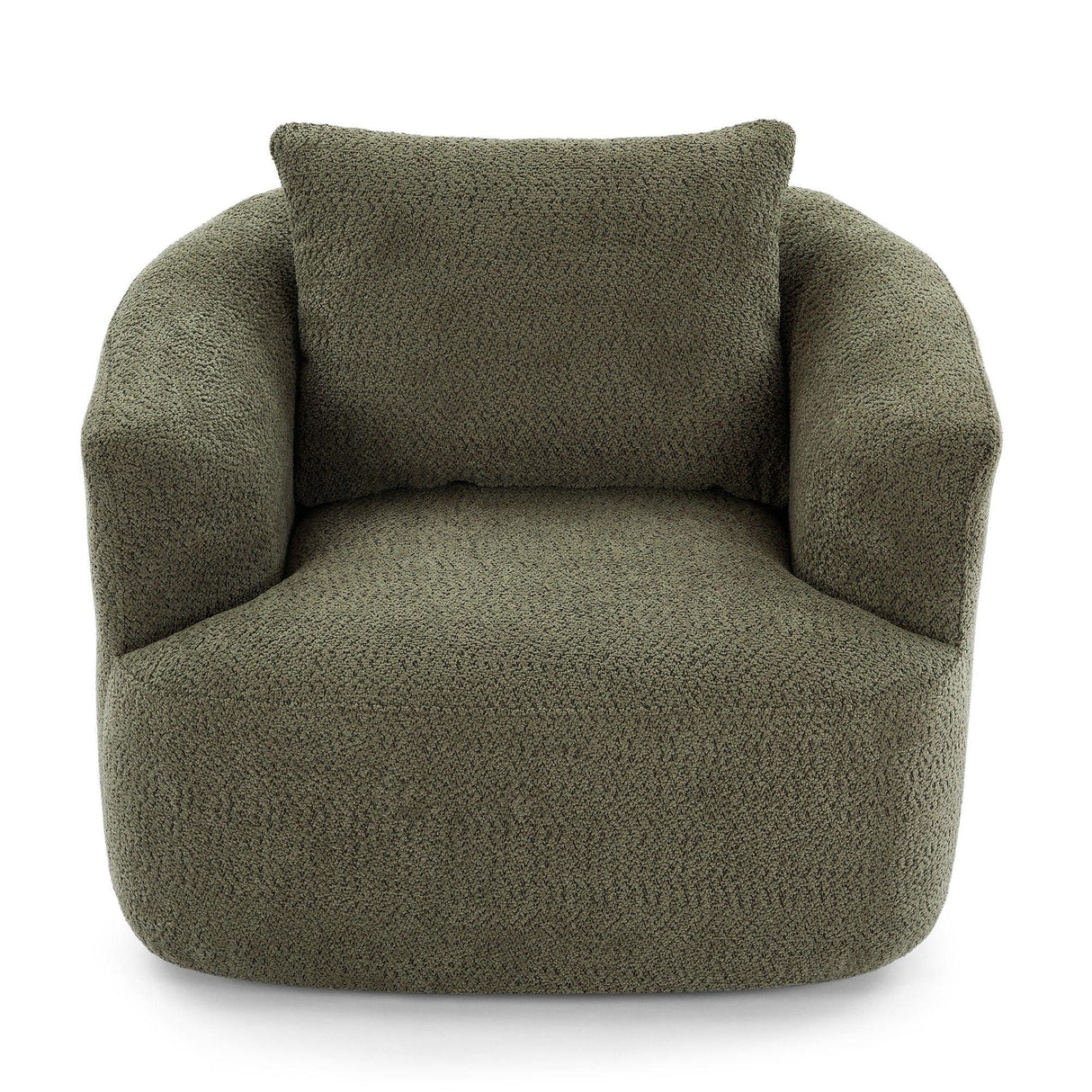 360° Swivel Barrel Sofa Chair With Throw Pillow, Chenille Upholstered Accent Chair - Furniture Home Direct