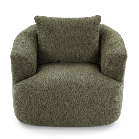 360° Swivel Barrel Sofa Chair With Throw Pillow, Chenille Upholstered Accent Chair - Furniture Home Direct