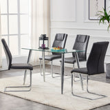 Dining Chairs Modern Faux Leather With Chrome Legs Gray - Furniture Home Direct