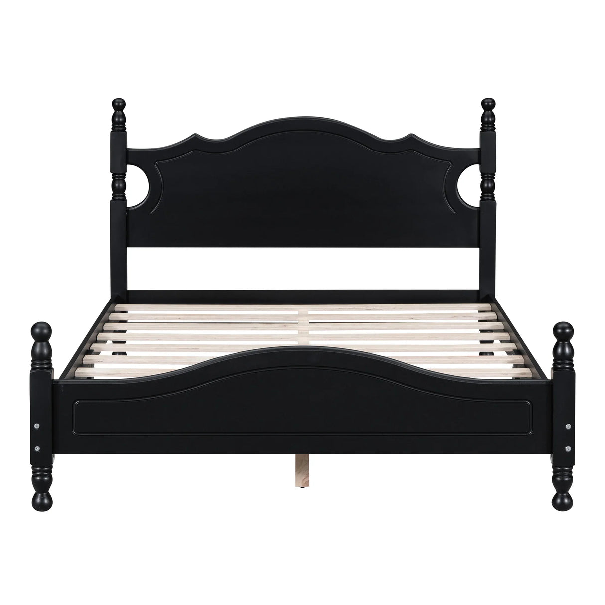 Platform Bed Full Size Wood Frame With Slat Support Black - Furniture Home Direct
