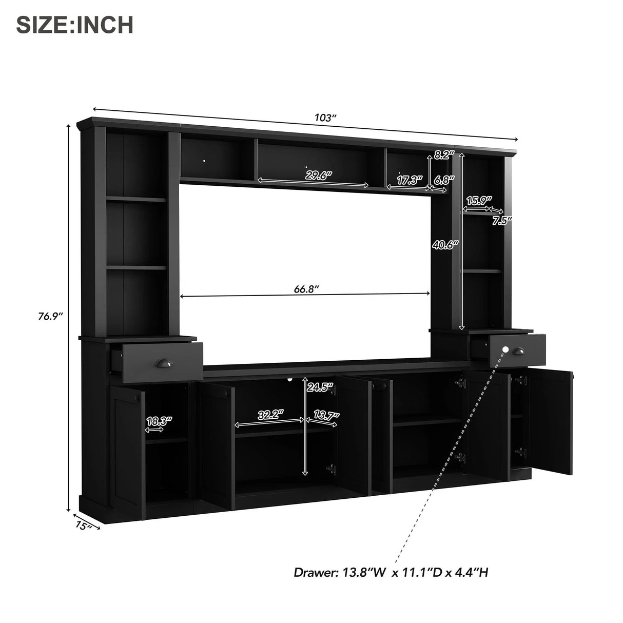 Minimalist Entertainment Wall Unit Set With Bridge For TVs Up To 75" - Furniture Home Direct