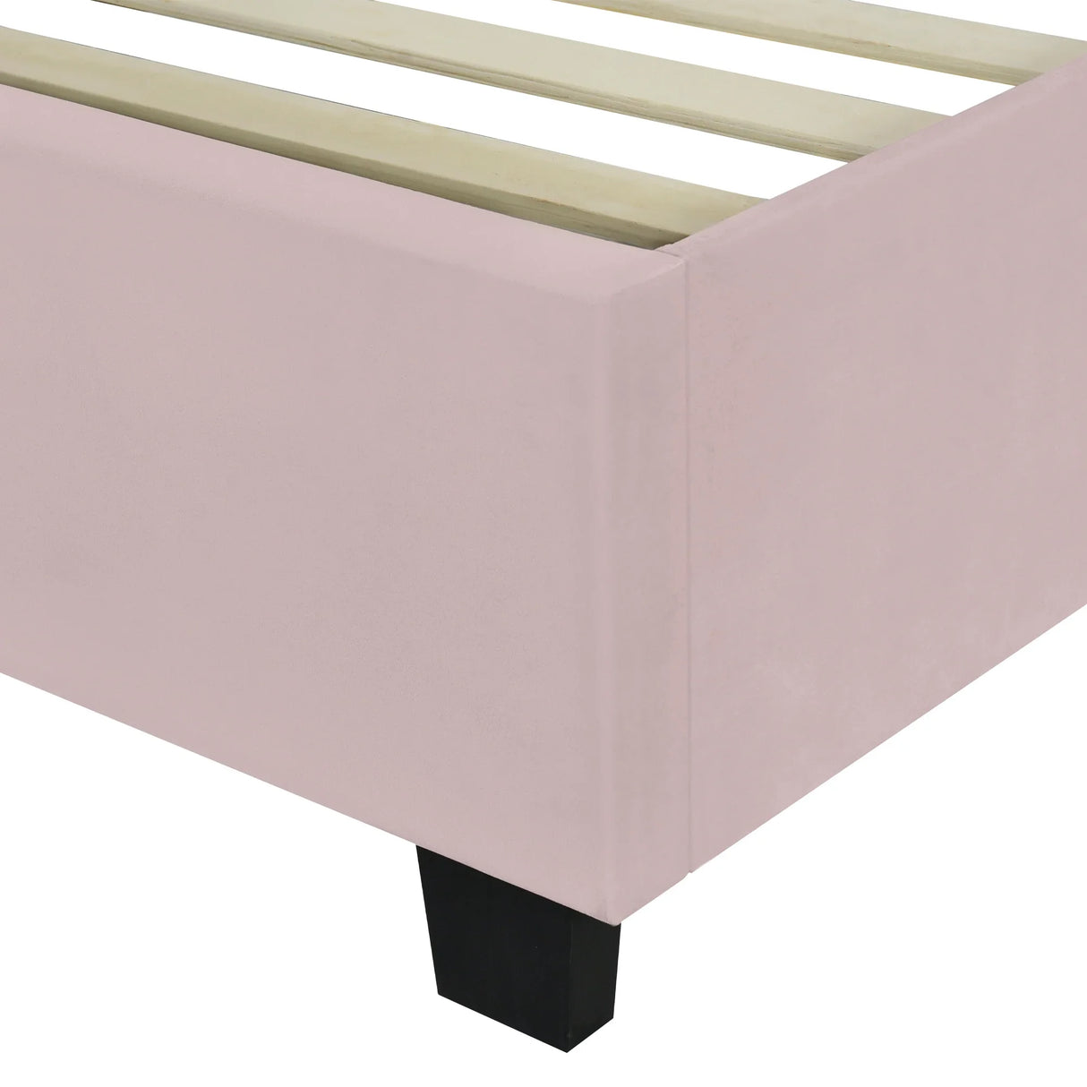 Full Size Upholstered Platform Bed Tall Headboard Pink - Furniture Home Direct