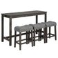 4 Piece Bar Table Set With Power Outlet, 3 Padded Stools - Furniture Home Direct