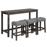 4 Piece Bar Table Set With Power Outlet, 3 Padded Stools - Furniture Home Direct