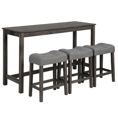 4 Piece Bar Table Set With Power Outlet, 3 Padded Stools - Furniture Home Direct